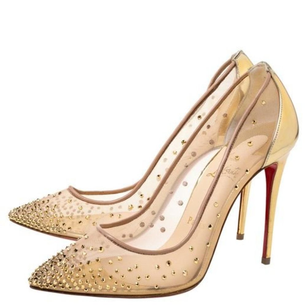 Christian Louboutin Gold Follies Strass 37